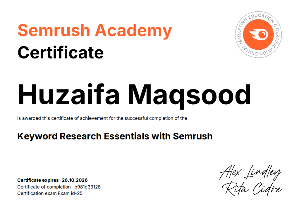 Keyword Research Certification